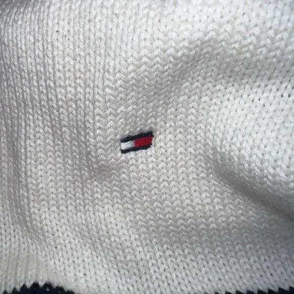 Tommy Hilfiger Sz Lg, half zip striped ribbed knit  nautical holiday Y2K Sweater - Picture 6 of 8
